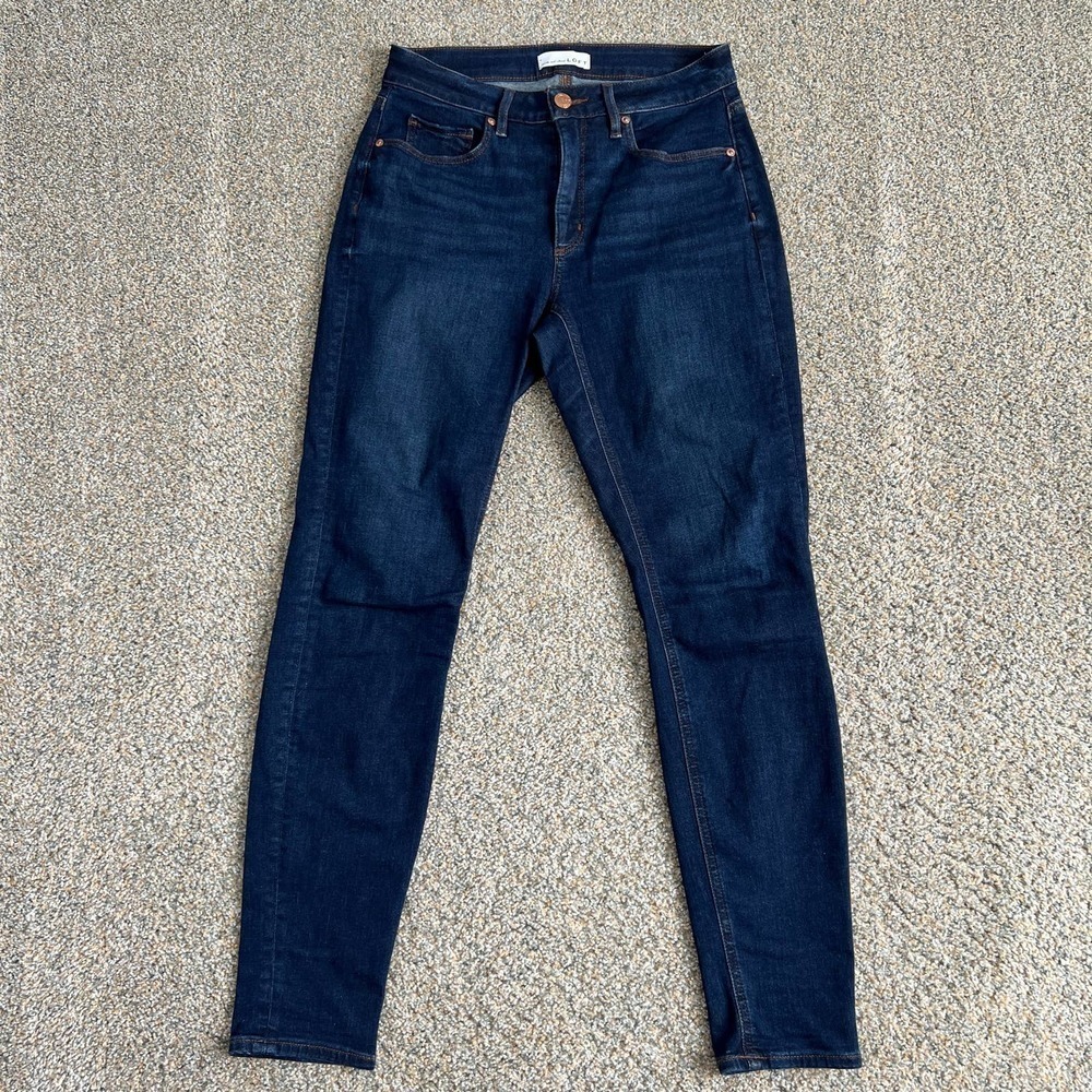 Loft Curvy Skinny Jeans Women's 26/2 Mid Rise Stretch Denim Dark Wash Casual